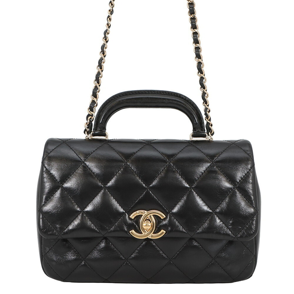 Chanel Chain Shoulder Bag Matelassé Coco Mark Shiny Calfskin AS4544 CHANEL Bl...